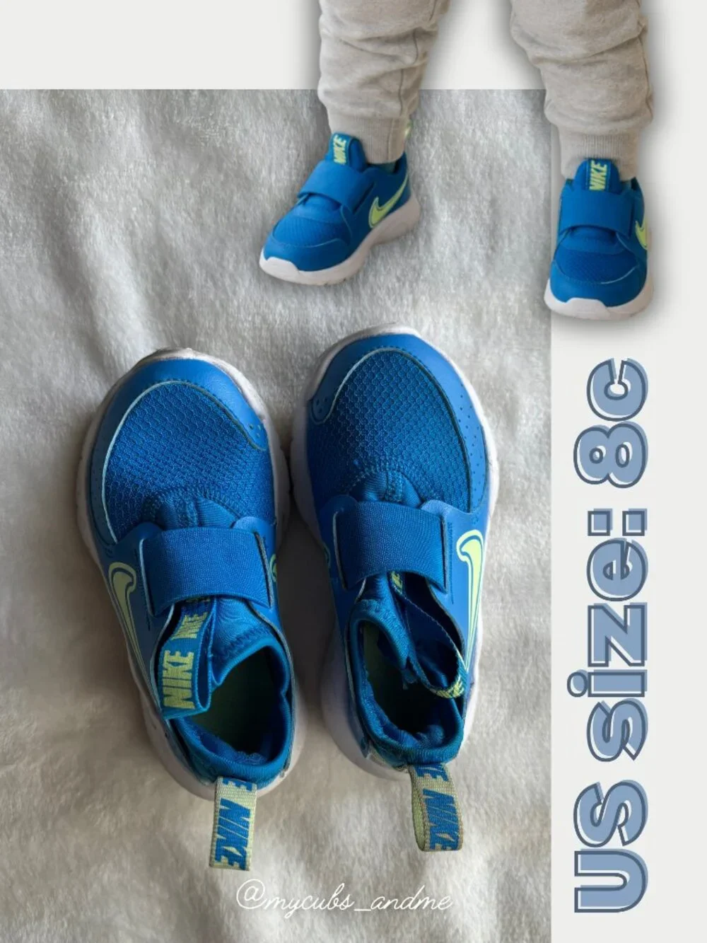 Nike Flex Runner Baby Boy Shoes | Size 8C Toddler | Blue Athletic Sneakers
